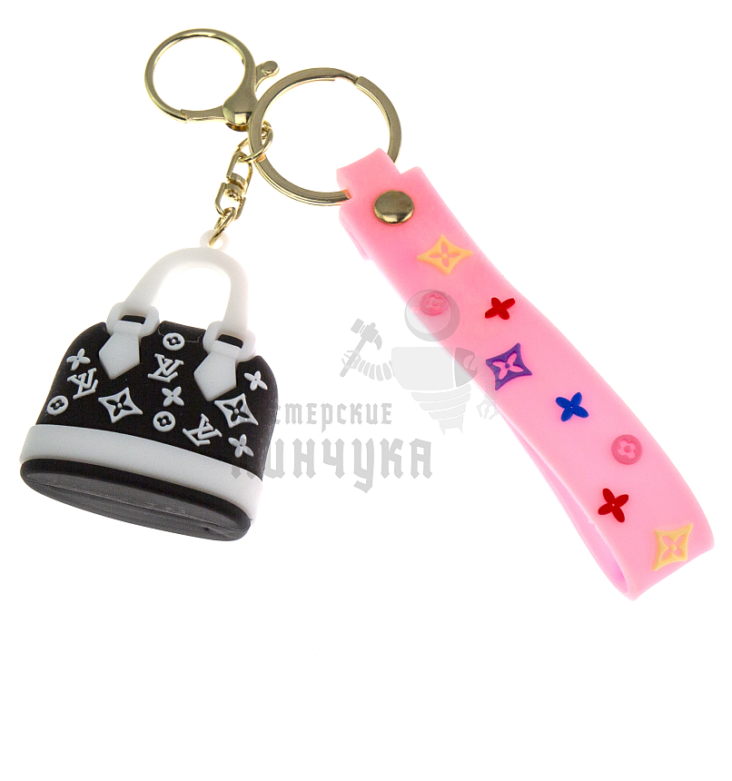 Брелок для ключей сумка "Луи Витон" + карабин и ремешок, цв.черный