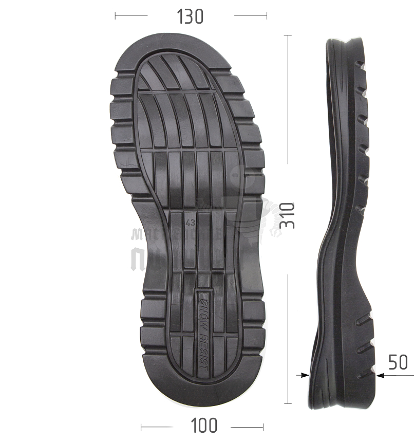 Подошва муж. "Snow Resist", Киров 90185 р. 43, цв. черный