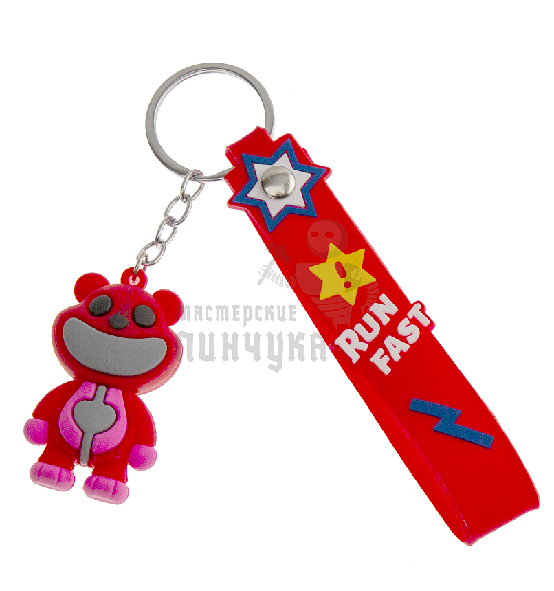 Брелок для ключей "Бобби-обнимашка" цв.красный + ремешок