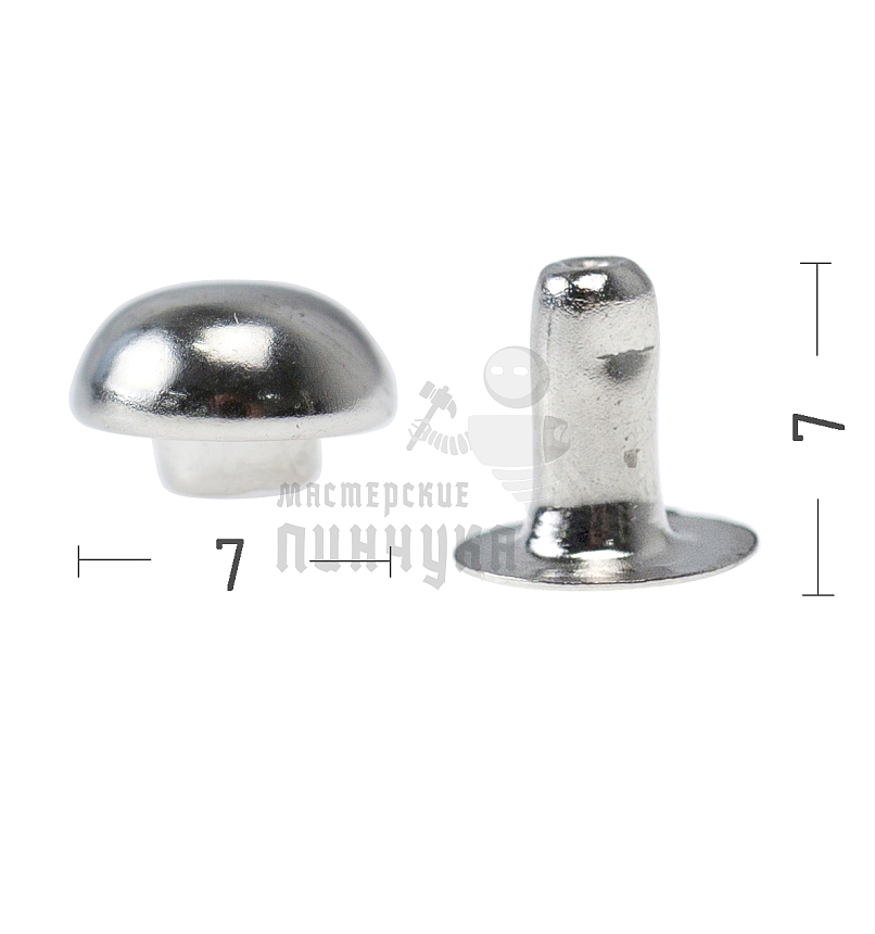 Хольнитены 7х7мм, сфера, односторонний, цв. никель