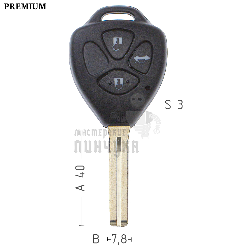Корпус ключа TOYO-30.P1 TOY48 TY47P80 3 кнопки 2 TOYOTA // КНР