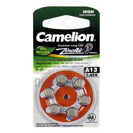 Батарейка Camelion ZA13 BL6 (6/60/600/3000)