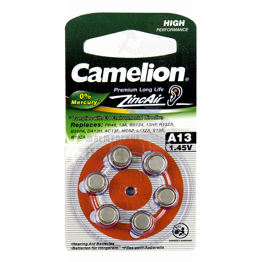 Батарейка Camelion ZA13 BL6 (6/60/600/3000)