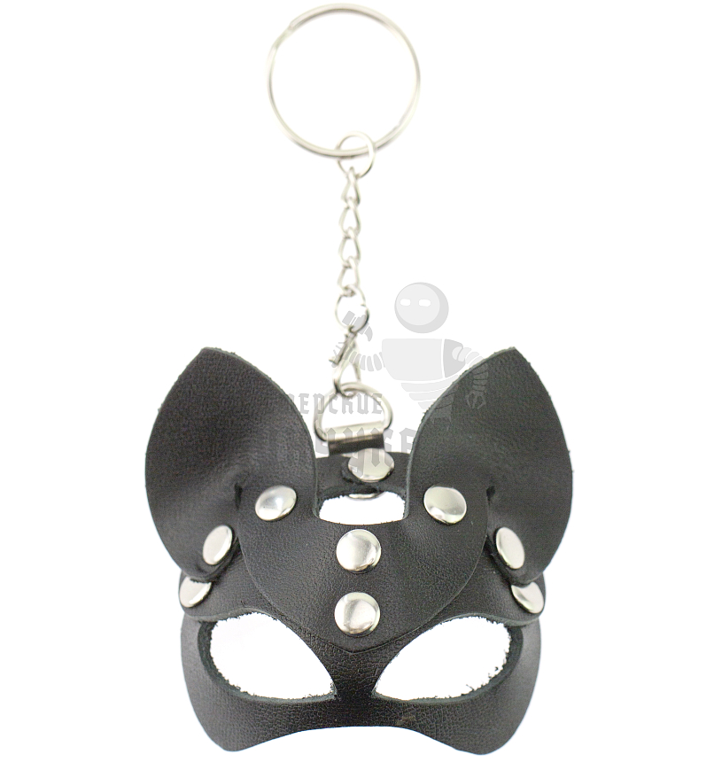 Брелок Кошечка прокрашенный на цепочке с кольцом, цв.черный