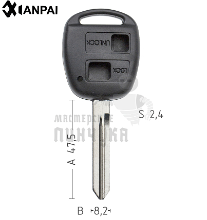 Корпус ключа TOYO-19.P TOY47BP TY45P 2 кнопки КНР  TOYOTA