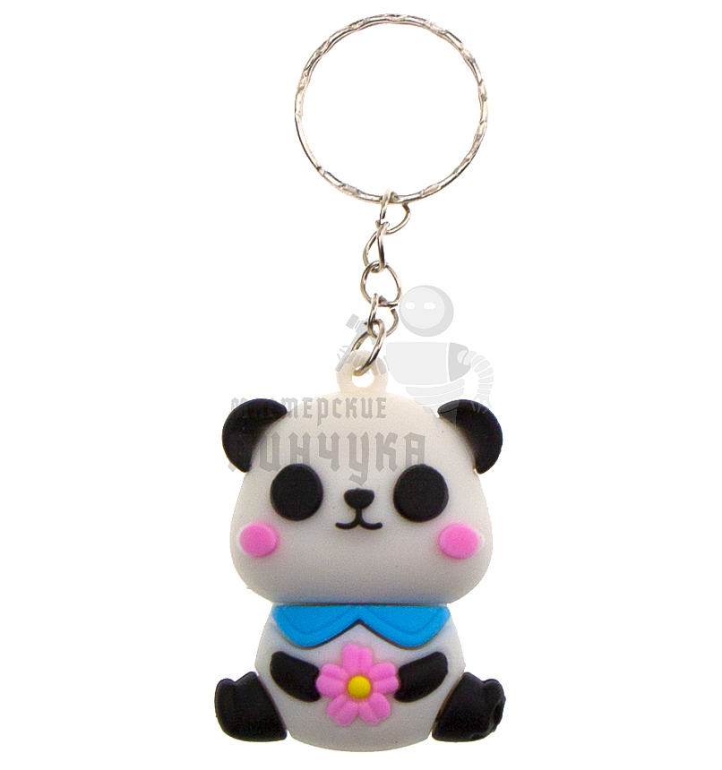 Брелок для ключей "Панда с синим воротничком"