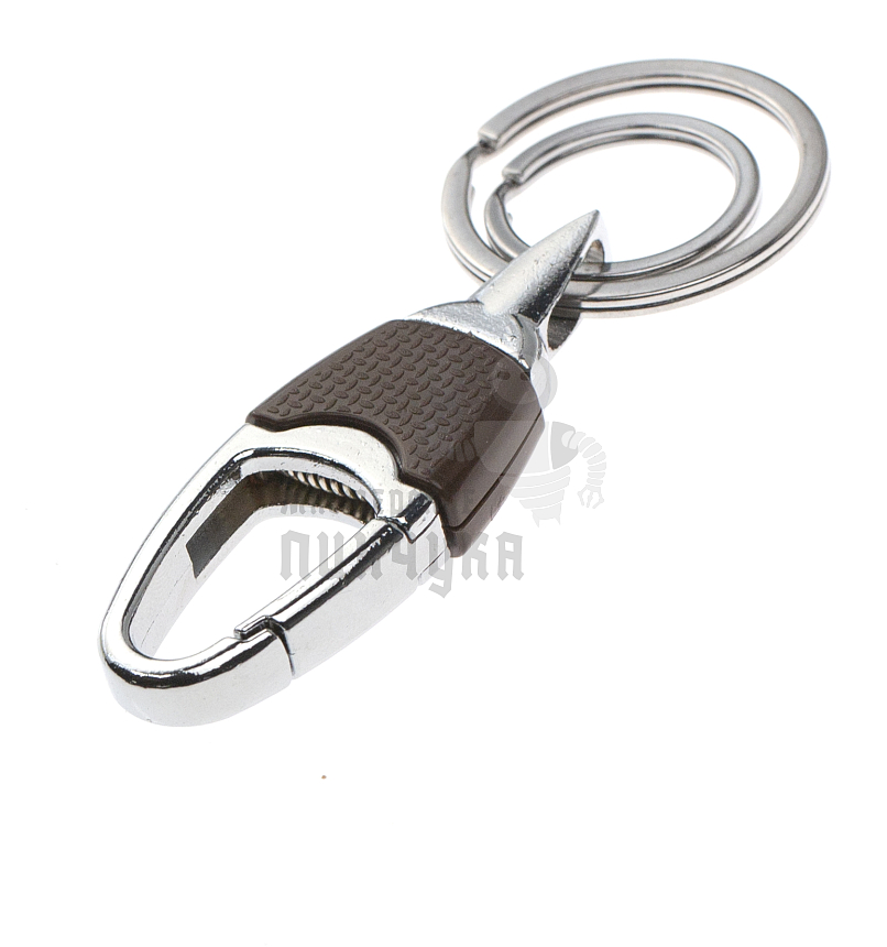 Карабин коричневый с двумя кольцами для ключей овальный