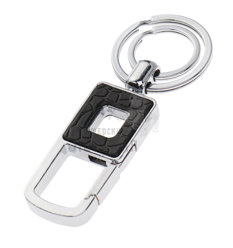 Карабин с двумя кольцами для ключей чёрный