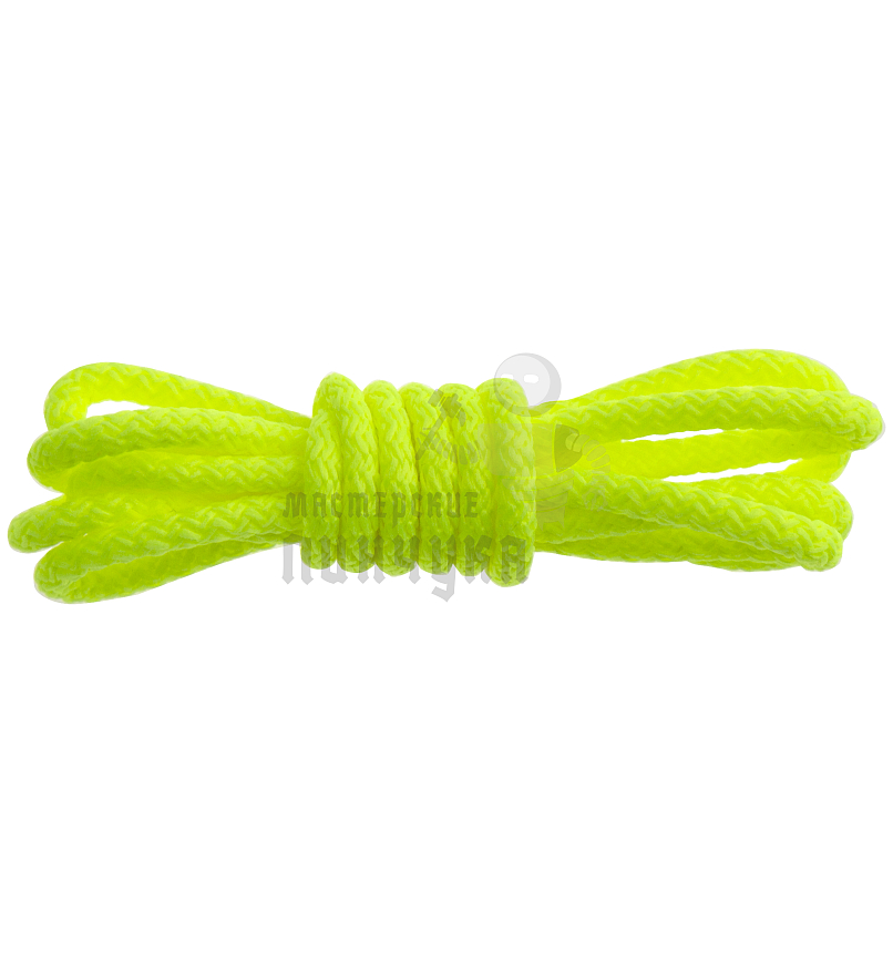 Шнурки круглые с наполнителем, 100см, цв.неон-желтый
