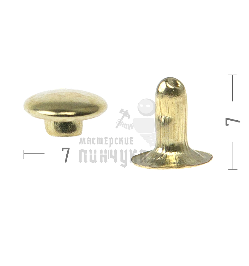 Хольнитены №33. 7х7мм, односторонний, сталь, цв. золото