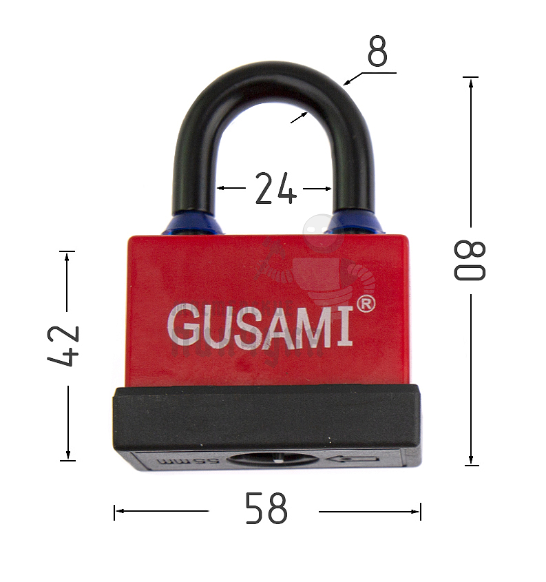 Навесной замок GUSAMI 58мм (красный)
