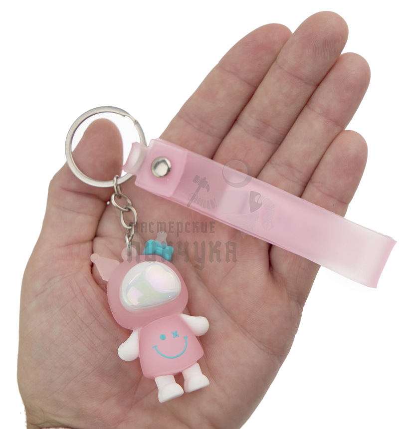 Брелок для ключей светящийся "КУРОМИ" цв. розовый + ремешок
