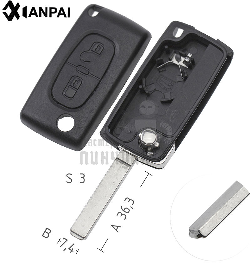 Корпус выкидных ключей VA49   VA6   VC75 CITROEN КНР//