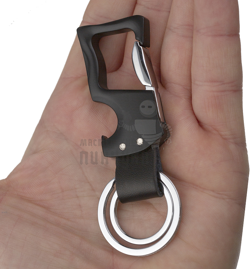 Карабин с двумя кольцами для ключей и открывашкой