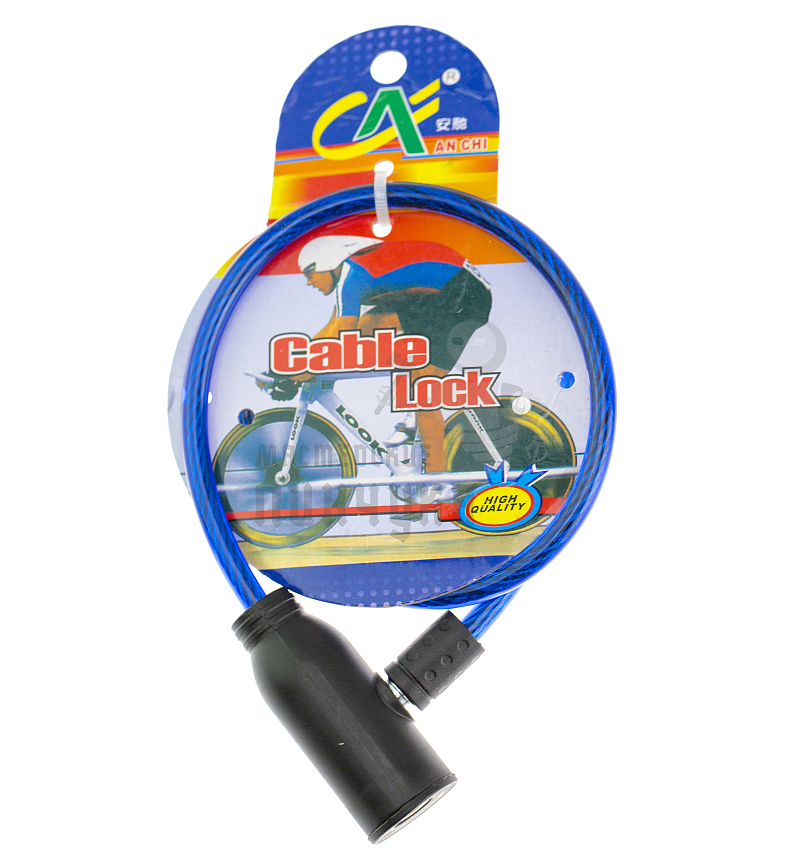 Замок для велосипеда, 60см, тонкий, "AJ", цв.синий