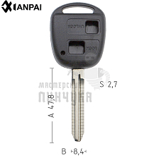 Корпус ключа TOYO-15.P TOY43 TY37R 2 кнопки КНР  TOYOTA - Чертеж