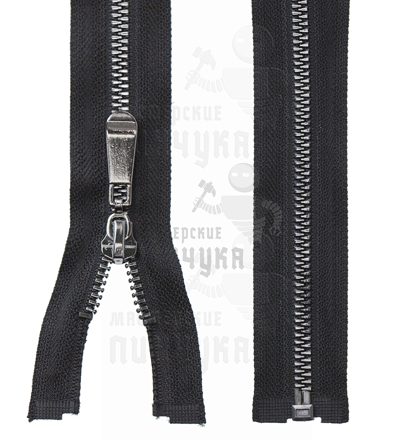 Молния тракторная, тип 5, 80см, цв. черный / темный никель