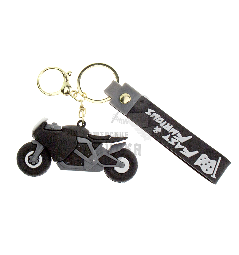 Брелок для ключей "Мотоцикл F&F" цв.черный + карабин