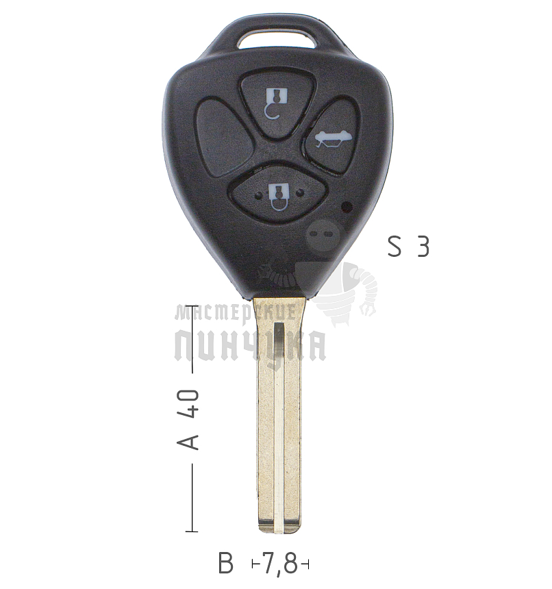 Корпус ключа TOYO-30.P1 TOY48 TY47P80 3 кнопки 2 TOYOTA // КНР