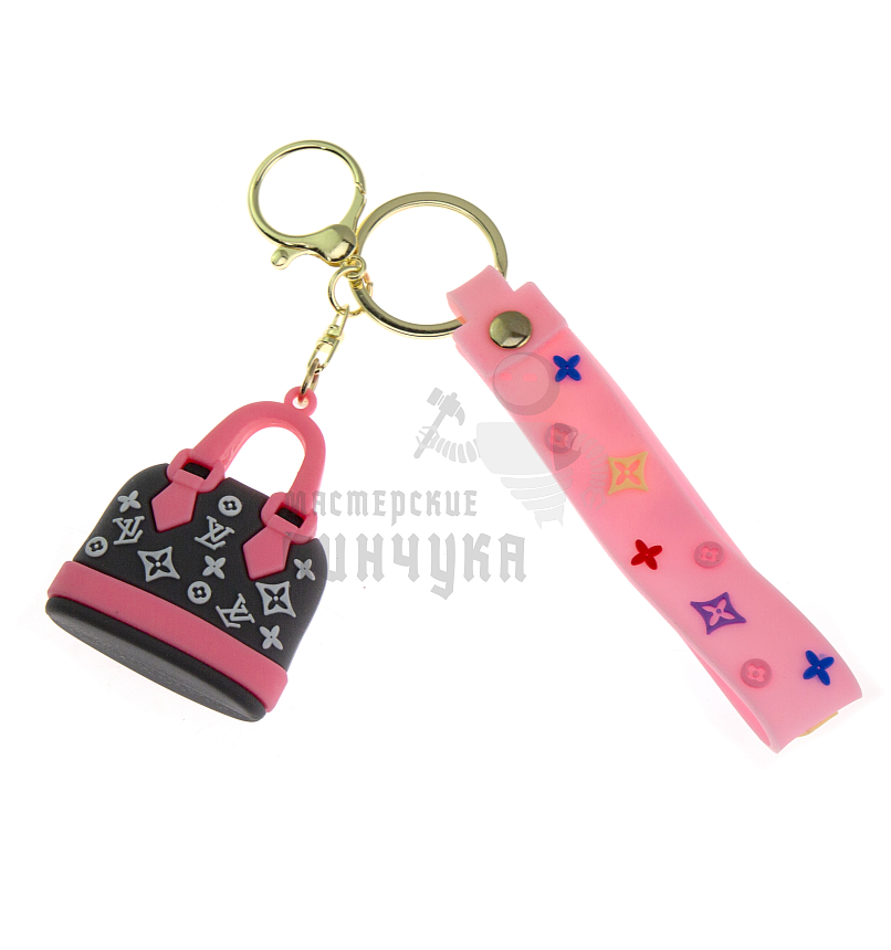 Брелок для ключей сумка "Луи Витон" + карабин и ремешок, цв.серый