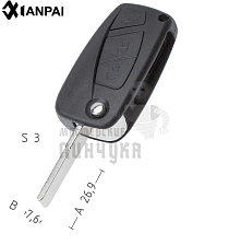 Корпус выкидного ключа FI-16 SIP22 GB18 3 кнопки 2 FIAT КНР - Чертеж