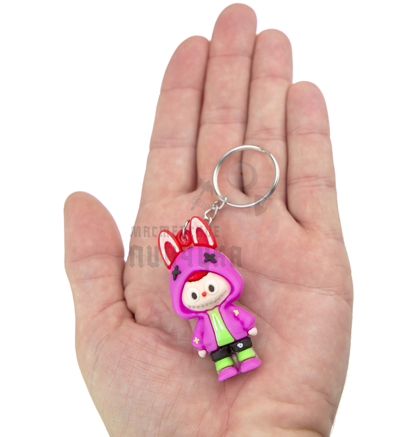 Брелок для ключей "LABUBU" с ушками, цв.розовый