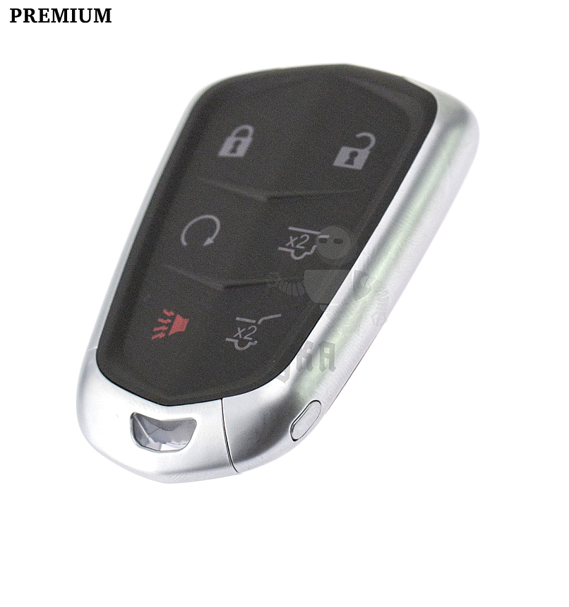 Корпус электронного смарт ключа CADILLAC 5 кнопок+ паника + ключ HU100 / ХРОМ  КНР