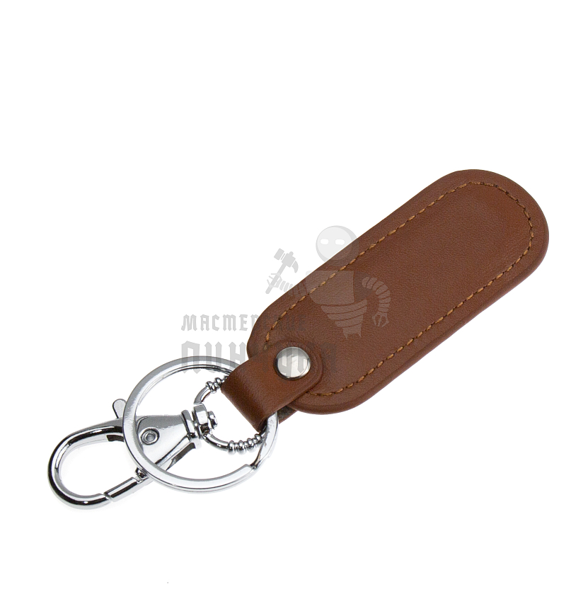 Кожаный брелок "ремешок овальный" с кольцом и карабином