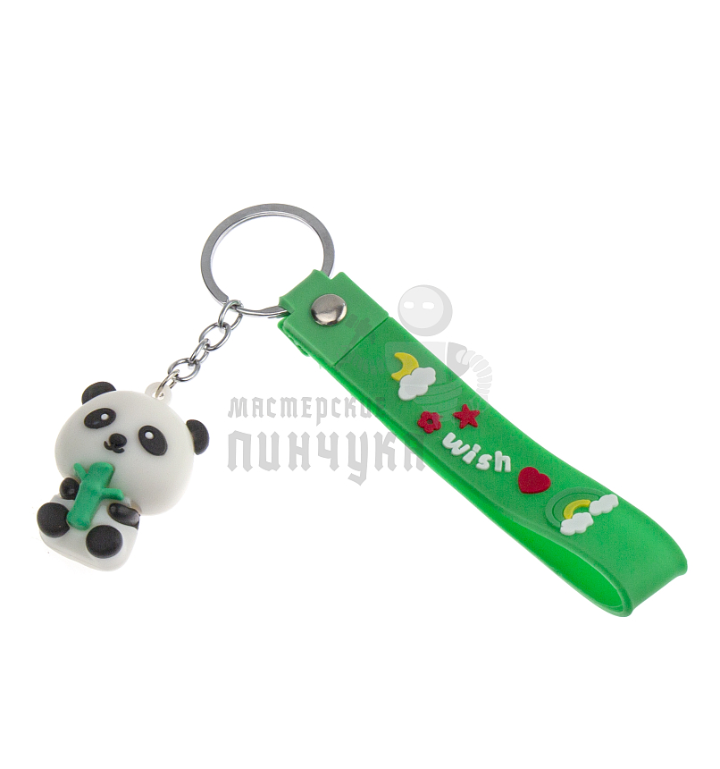 Брелок для ключей "Панда мини" + ремешок, цв.зеленый