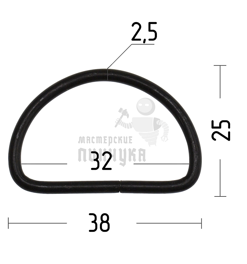 Полукольцо 30мм (толщ. 2,6мм) цв. оксид. 