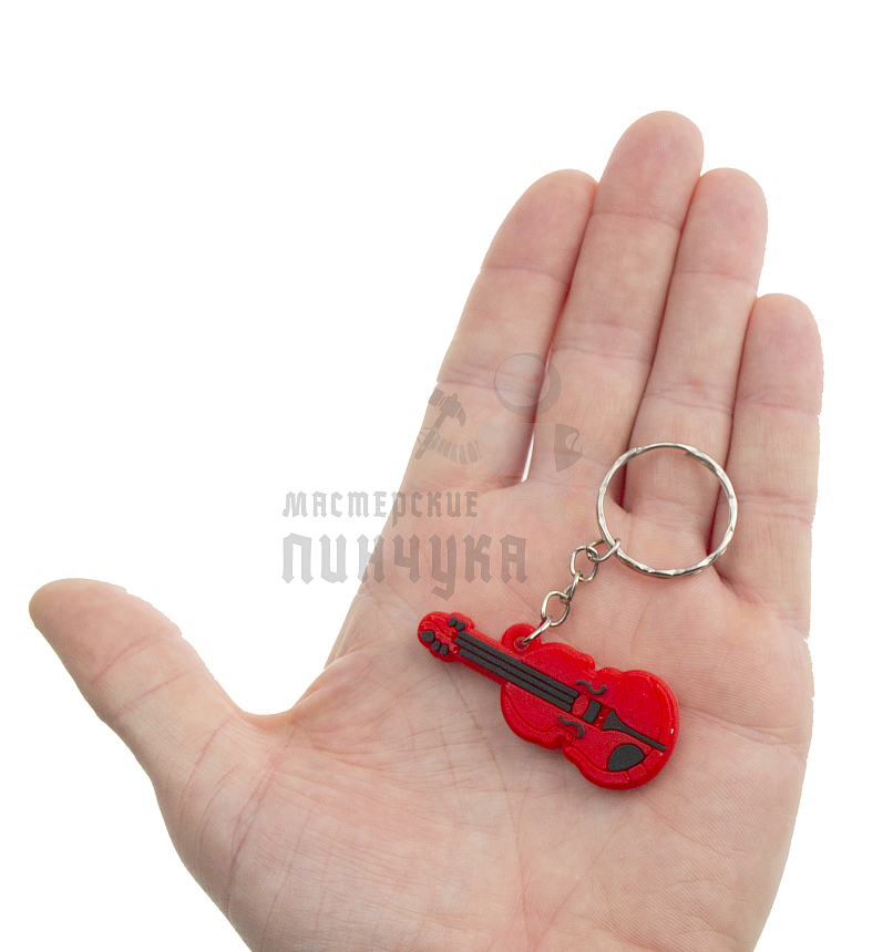 Брелок для ключей "Гитара" цв.красный с кольцом