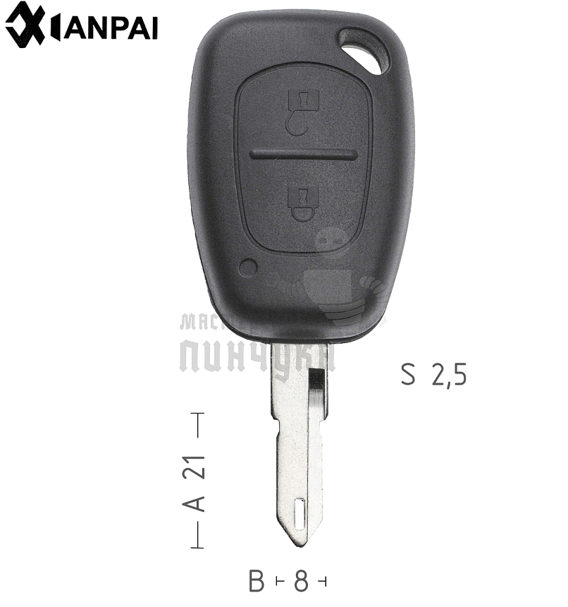Корпус ключа NE38 NE73 NE79P49 2 кнопки квадратные КНР  PEUGEOT 
