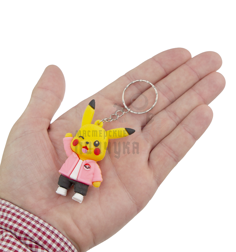 Брелок для ключей "Пикачу " розовый пиджак