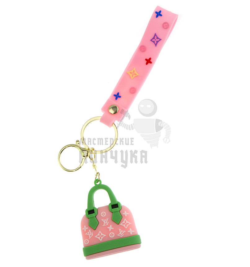 Брелок для ключей сумка "Луи Витон" + карабин и ремешок, цв.розовый