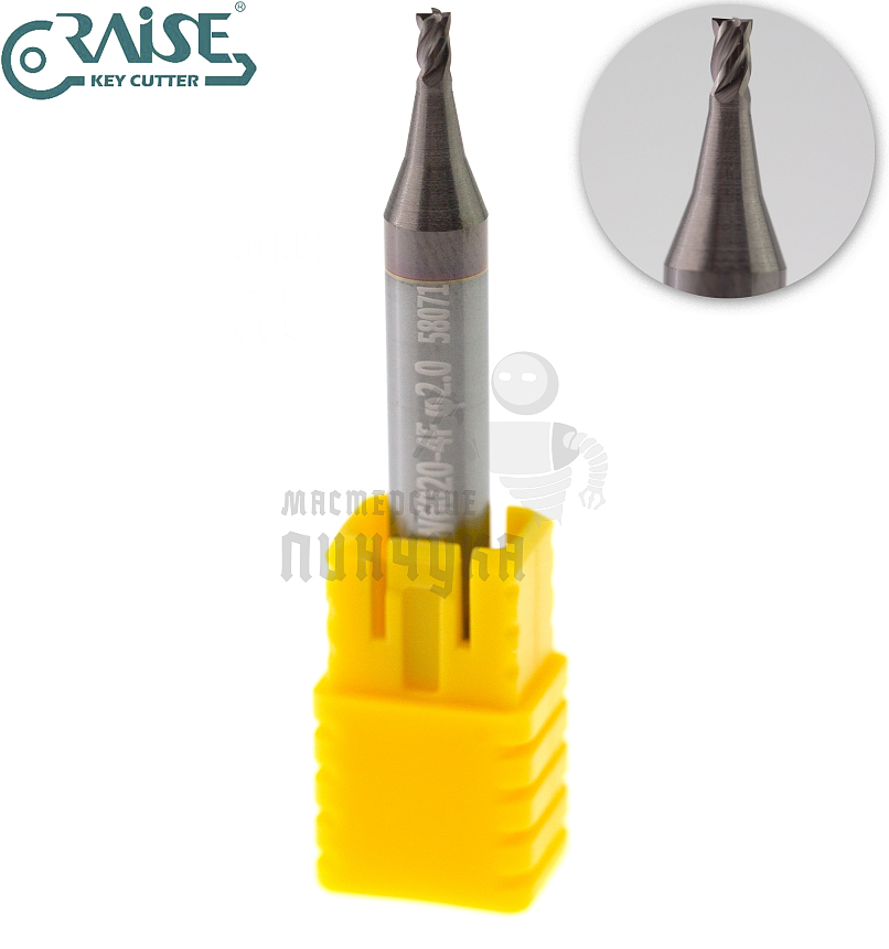 Вертик.фреза RAISE EW6020-4F ф2,0мм CARBIDE (ф2,0Х6Х40Х4F)								