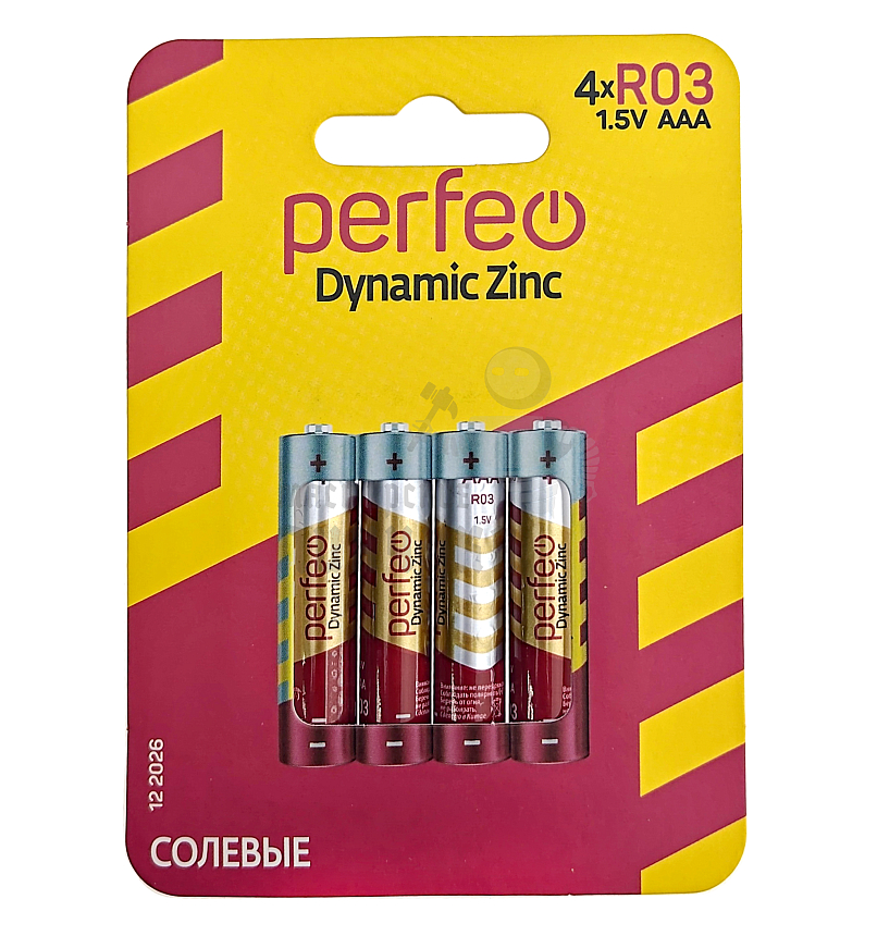 Батарейка Perfeo Dynamic Zinc R03 AAA BL4 СОЛЕВЫЕ 1.5V (4/120/)