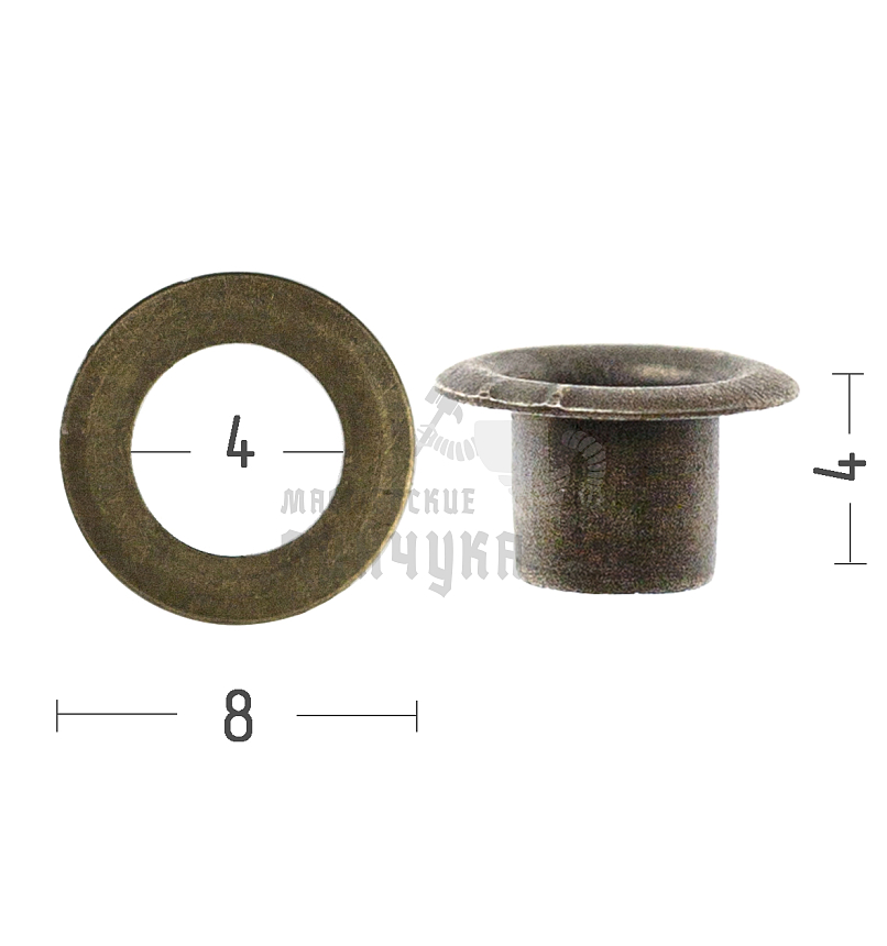 Люверсы №2, 4мм, сталь, цв. антик