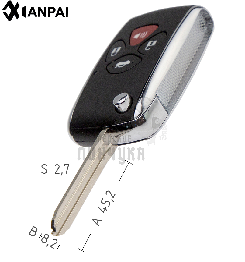 Корпус выкидного ключа TOYO-15.P TOY43P TY51P TY37RP79 TR47P КНР 3 кнопки + паника TOYOTA КНР