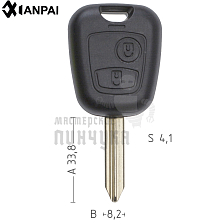 Корпус ключа SIX-3.P SX9 M7P68 2 кнопки 2 КНР  PEUGEOT  - Чертеж