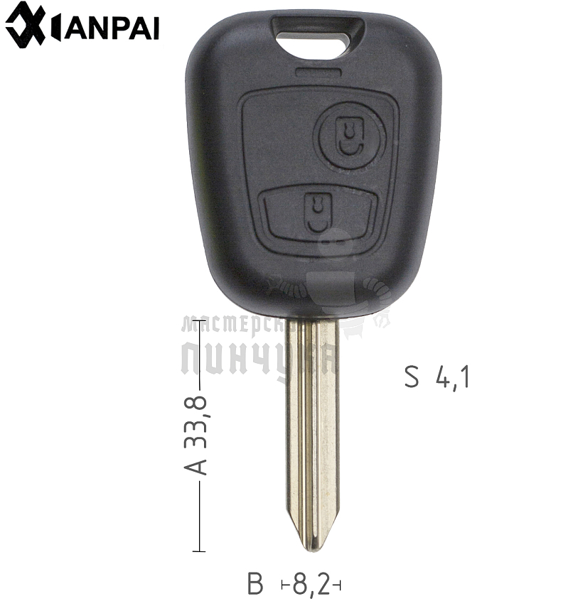 Корпус ключа SIX-3.P SX9 M7P68 2 кнопки 2 КНР  PEUGEOT