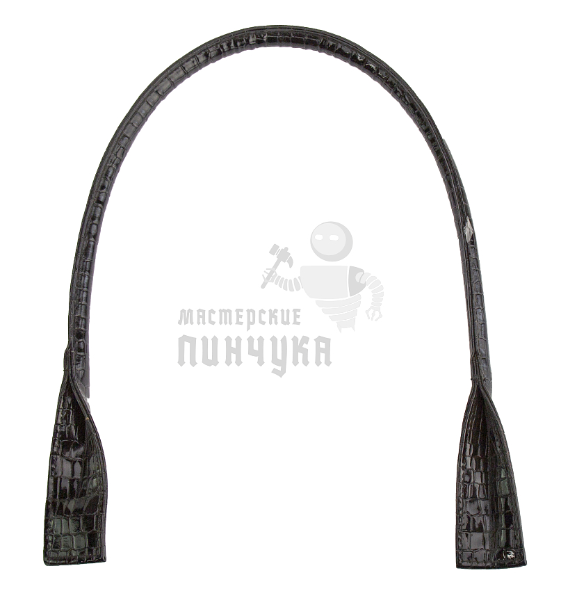 Ручка сумочная длинная с широким креплением 68см Китай Черный лак крокодил