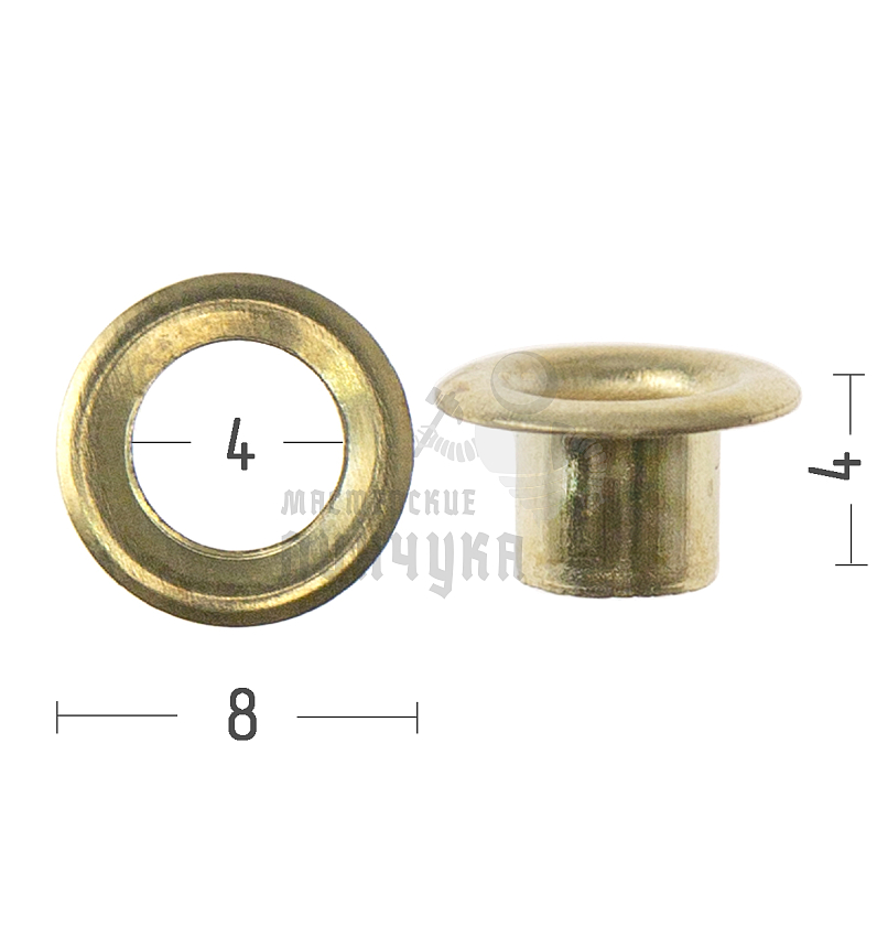 Люверсы №2, 4мм, сталь, цв. золото