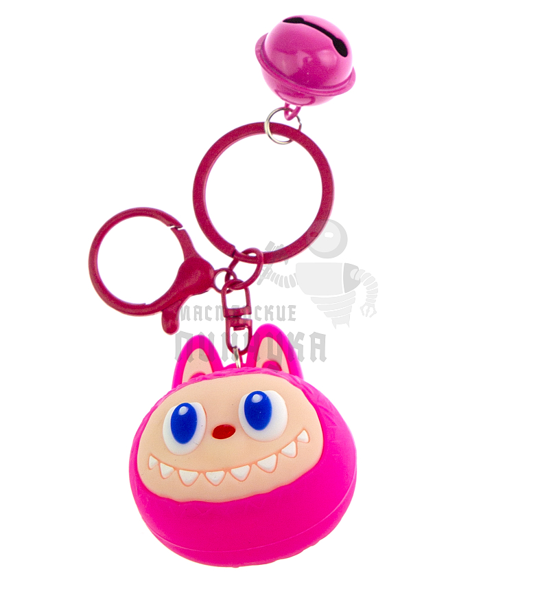 Брелок для ключей "LABUBU" антистресс, карабин+колокольчик, цв.фуксия