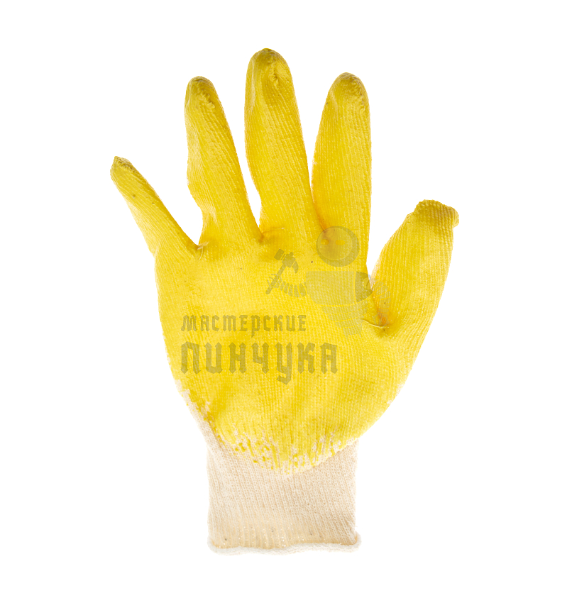 Перчатки трикотажные с однослойным латексным обливом (желтый)