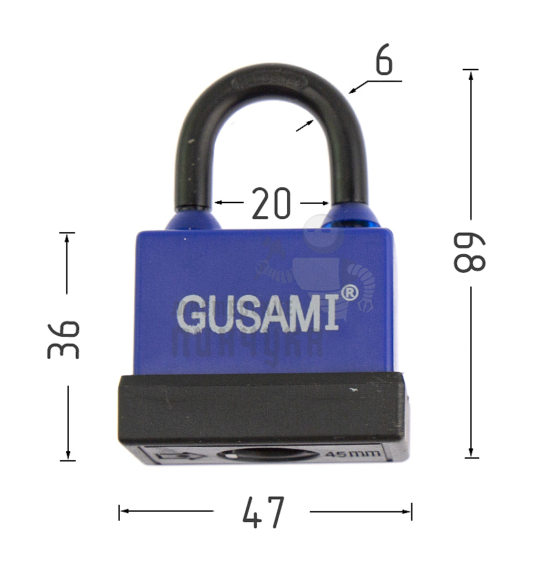 Навесной замок GUSAMI 47мм (синий)