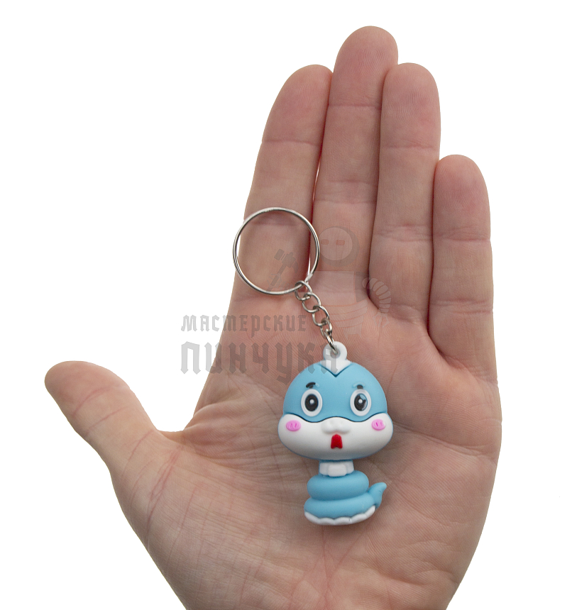 Брелок для ключей "Змейка" цв.голубой с кольцом