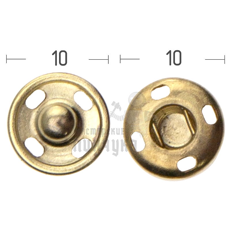 Кнопка пришивная 10мм латунь цв золото
