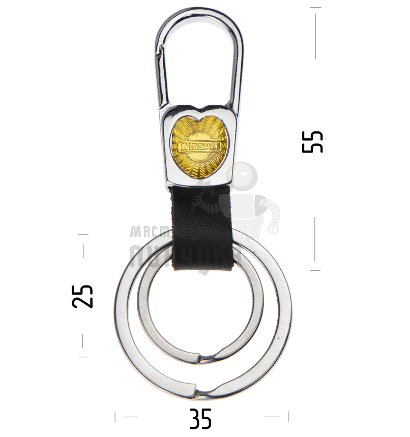 Авто карабин с двумя кольцами для ключей NISSAN