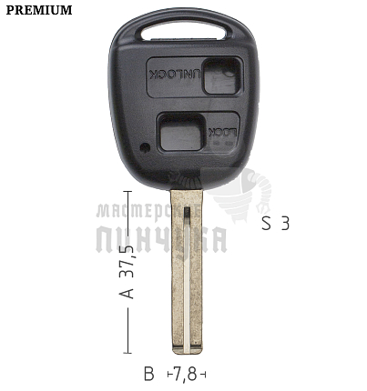 Корпус ключа TOYO-30.P1 TOY48P TY47P80 2 кнопки короткий КНР  LEXUS