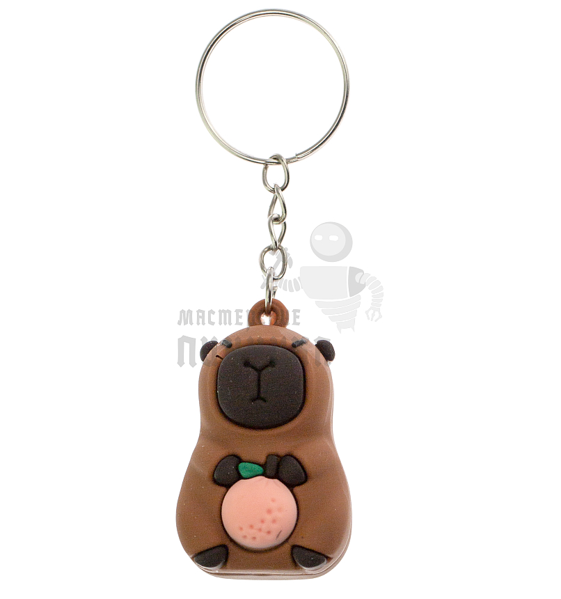Брелок для ключей "Капибара+персик" 